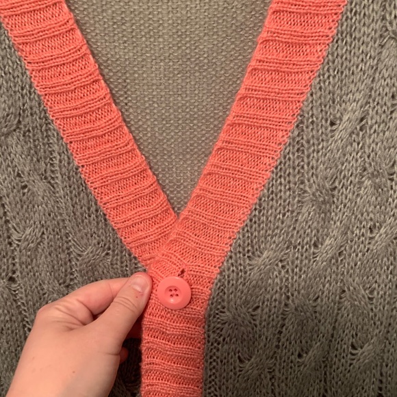 LLR Lucille Cardigan, Oversized, Gray and Pink - Picture 6 of 15